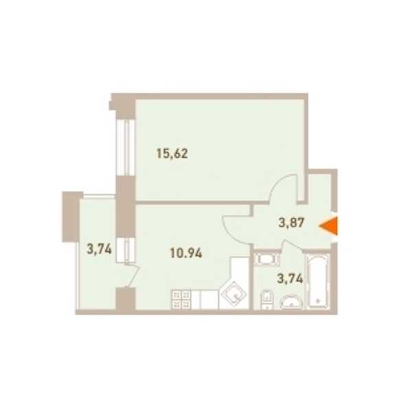 Однокомнатная квартира в : площадь 35.29 м2 , этаж: 10 – купить в Санкт-Петербурге